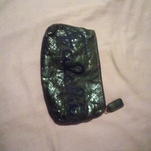 Carlos Falchi snake embossed cosmetic bag with floral liner